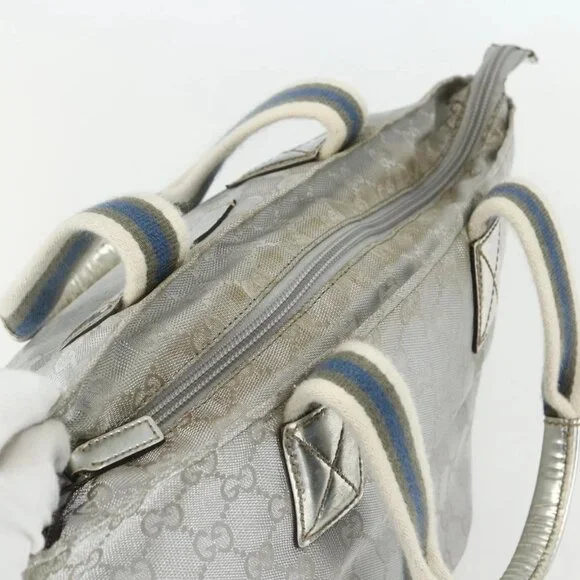 GUCCI GG Canvas Sherry Line Hand Bag Silver